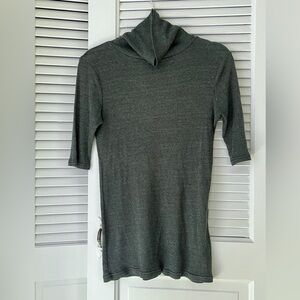 MICHAEL STARS Green Metallic Stretch Ribbed Knit Turtleneck Half Sleeve OSFM / M